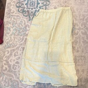 Flax Light Yellow Linen Midi Skirt